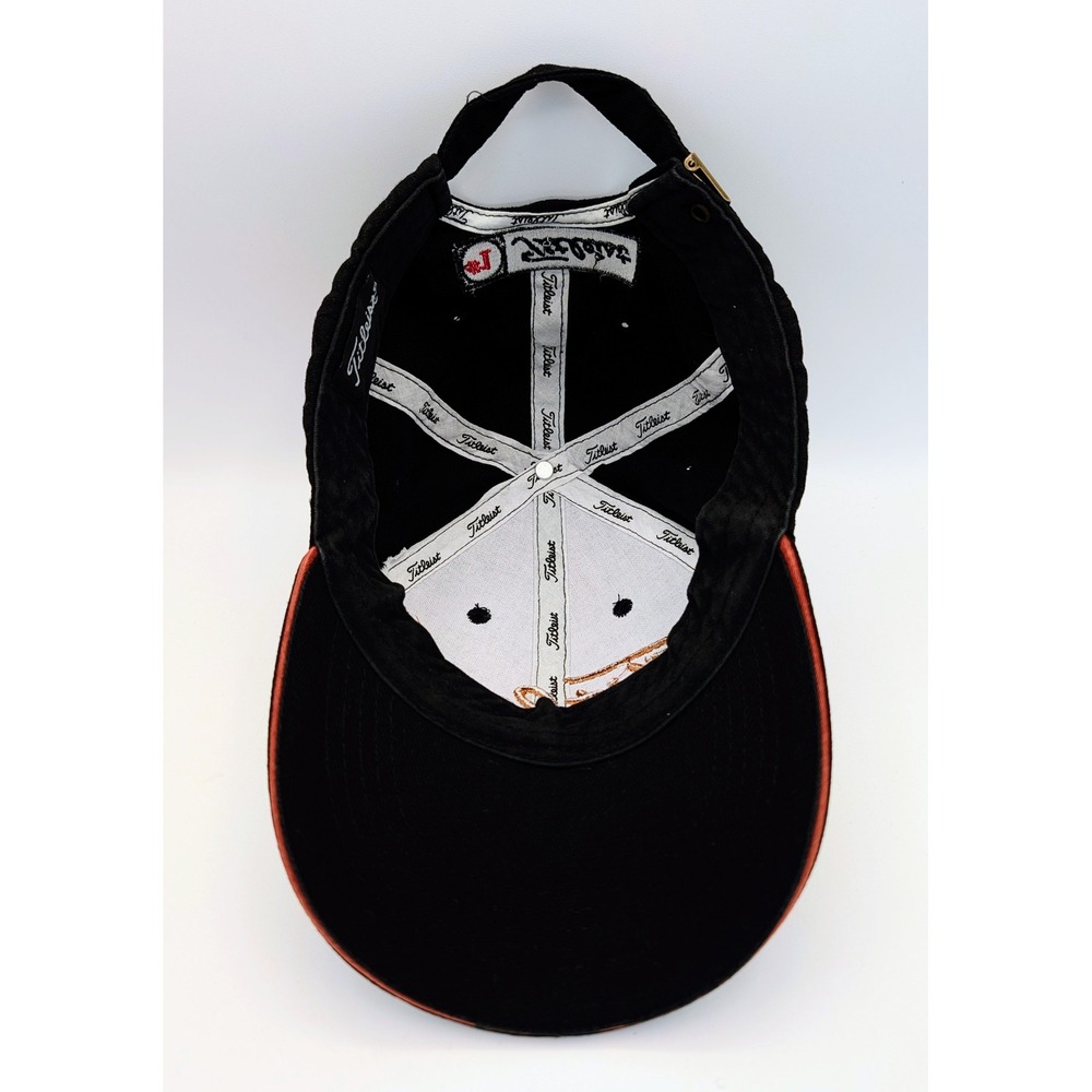 Titleist Pro V1 Golf Hat Black Orange 3D Logo Adjustable Strap Herringbone Cap - Picture 7 of 9
